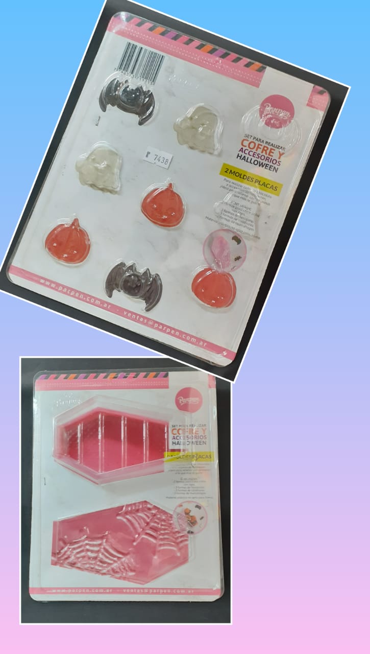 SET DE DOS PLACAS COFRE Y ACCESORIOS HALLOWEEN